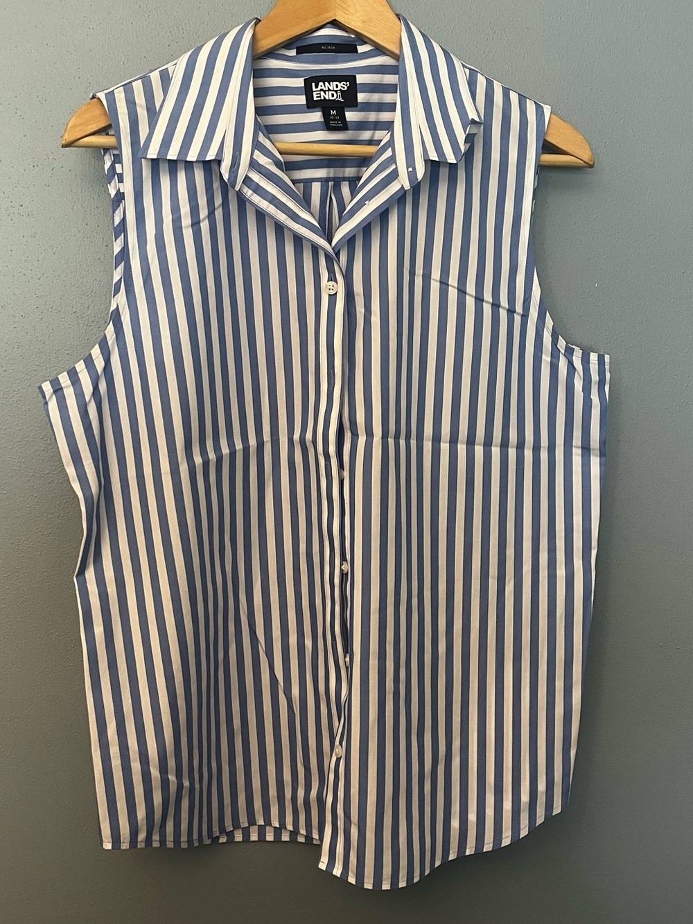 Lands' End Sleeveless Striped Button-Up Shirt
